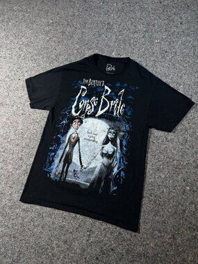 Tim Burton’s Corpse Bride Movie Poster T-Shirt Black Graphic Tee Size L